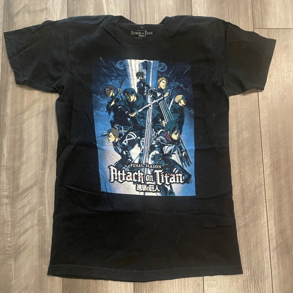 Ripple Junction Attack on Titan Black and Blue T-Shirt
